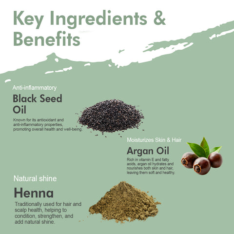 Black Seed Oil & Henna Herbal Shampoo w/ Moroccan Argan Oil - 8 oz
