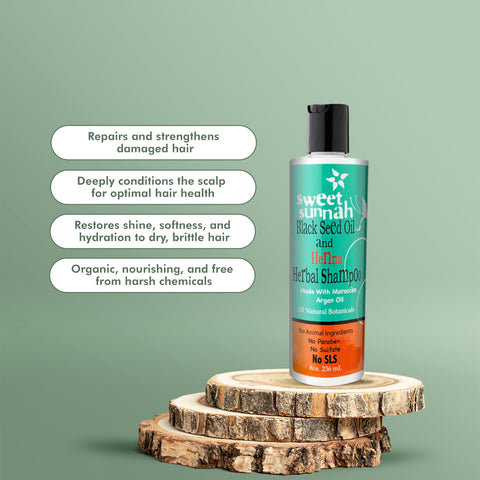 Black Seed Oil & Henna Herbal Shampoo w/ Moroccan Argan Oil - 8 oz