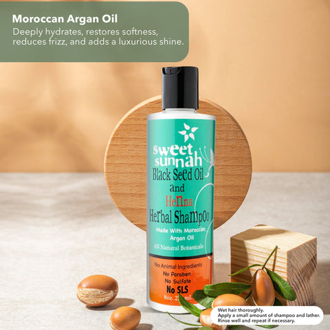 Black Seed Oil & Henna Herbal Shampoo w/ Moroccan Argan Oil - 8 oz