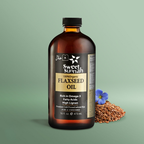 Organic Cold Pressed Flax Seed Oil - 16 oz Glass