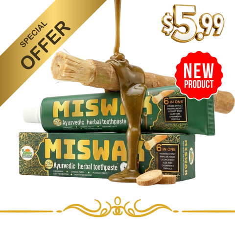 Premium Ayurvedic Miswak Toothpaste 100% Organic; Natural: Made with certified organic ingredients.
