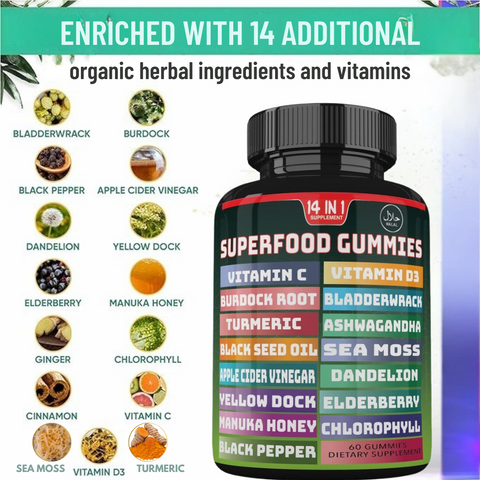15-in-1 Superfood Gummies | Detox, Immunity, Energy | Sea Moss, ACV, D3
