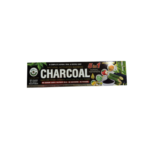 Charcoal 5 in 1 Apple Cider Vinegar, Cardamom, Baking Soda, Aloe Vera and Turmeric Toothpaste - 7.5 oz