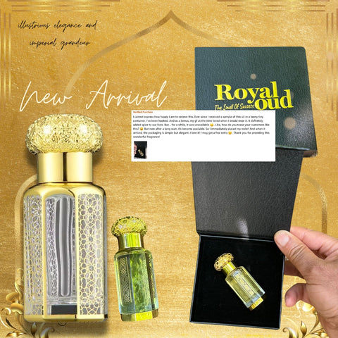 Royal Oud 12 mL - Captivating - Perfume Oil for Women and for Men in Traditional Attar Style Cologne. Great Gift Party Favor and Body Oil Pheromone