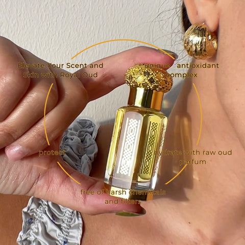 Royal Oud 12 mL - Captivating - Perfume Oil for Women and for Men in Traditional Attar Style Cologne. Great Gift Party Favor and Body Oil Pheromone