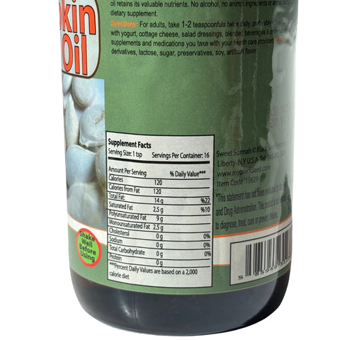 Pure Cold Pressed Pumpkin Seed Oil - 16 oz Glass