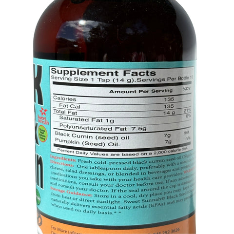 Black Seed & Flax Seed Cold Pressed Oil Blend - 8 oz. Glass