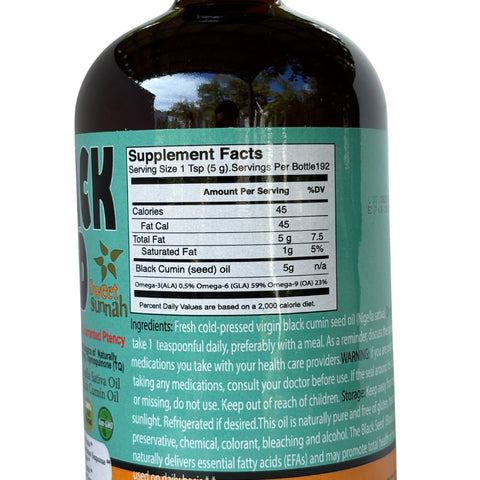 Pure Cold Pressed Black Seed Oil - 32 oz. Glass