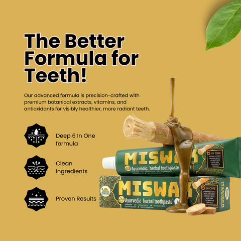 Premium Ayurvedic Miswak Toothpaste 100% Organic; Natural: Made with certified organic ingredients.
