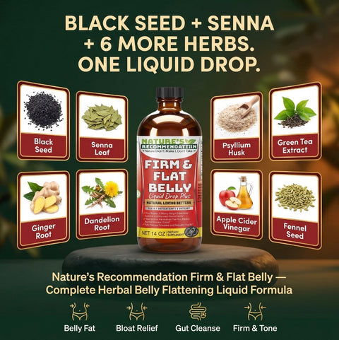 2 Bottles Kit Black Seed Firm & Senna Leaf Flat Belly Bitters 16 oz