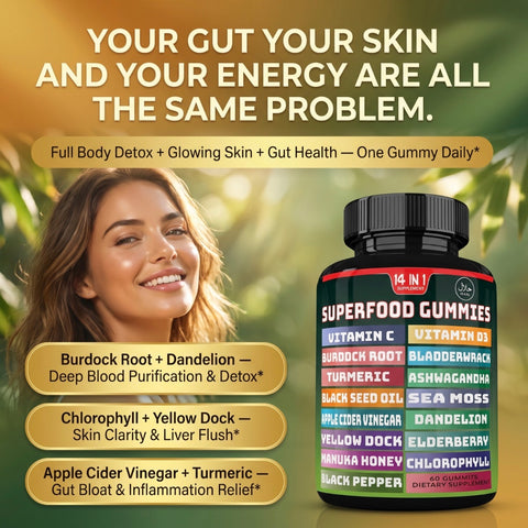 15-in-1 Superfood Gummies | Detox, Immunity, Energy | Sea Moss, ACV, D3