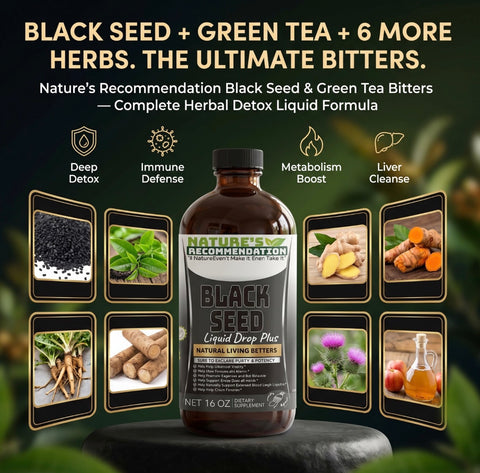 2 Bottles Kit Black Seed & Green Tea Extract Bitters 16 oz