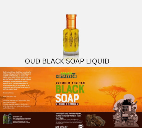 Oud Black soap liquid from Ghana made with spring water 16 oz pump