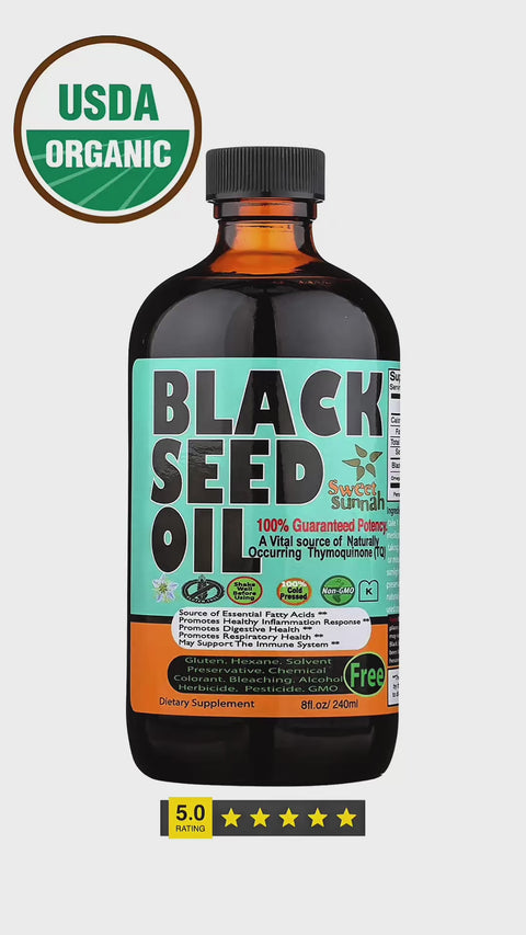 USDA Organic: Cold Pressed Black Seed Oil - 8 oz Glass