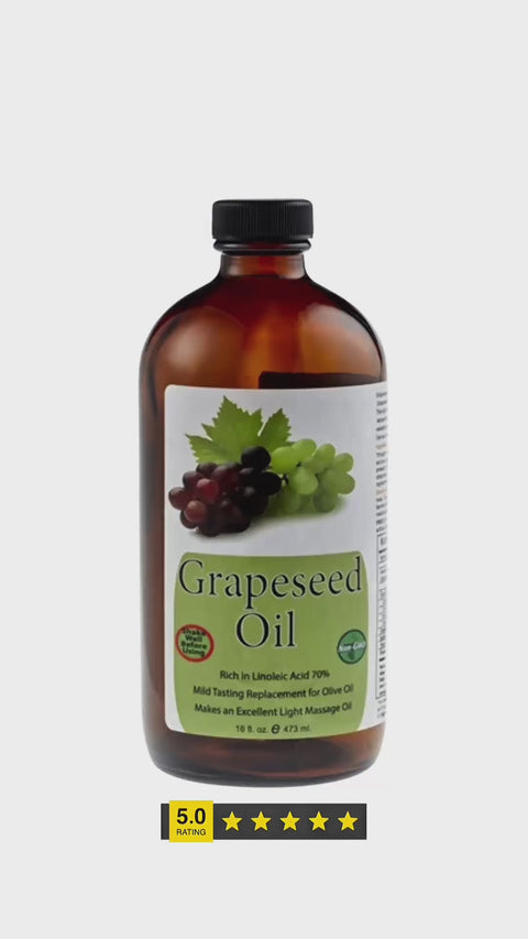 Pure Cold Pressed Grape Seed Oil - 16 oz Glass