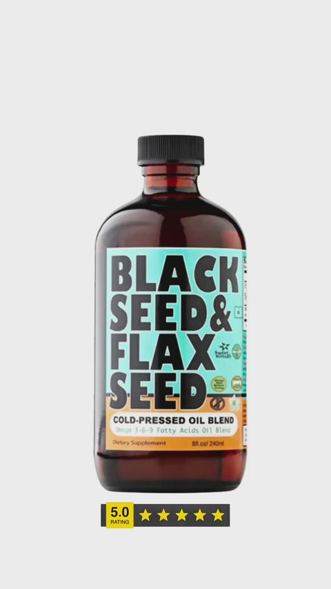 Black Seed & Flax Seed Cold Pressed Oil Blend - 8 oz. Glass